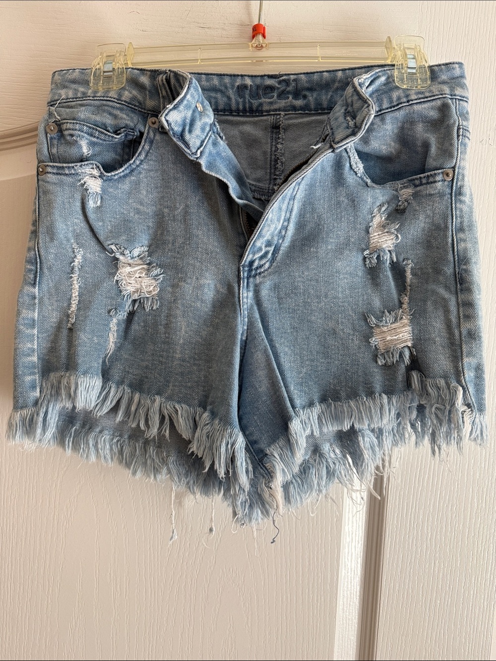 Rue 21 Light Blue Distressed Denim Women's Shorts size 10